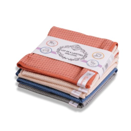 Lavettes coton réutilisables – lot de 6
